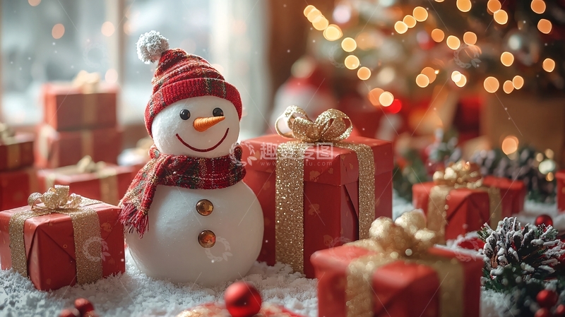 高清大图下载【趣麦麦图】圣诞雪人与礼物13