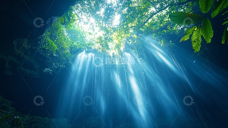 高清大图下载【趣麦麦图】地下洞穴光线
