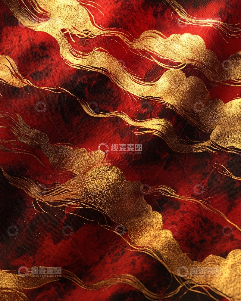 高清大图下载【趣麦麦图】红色金色水墨纹理