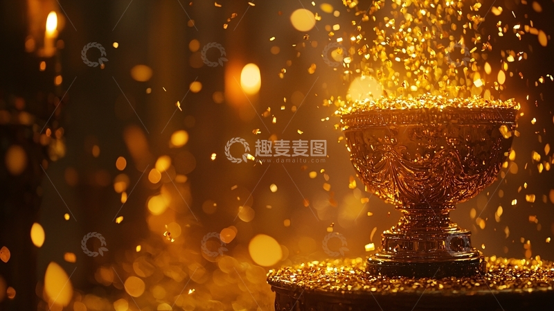 高清大图下载【趣麦麦图】金光闪闪的奖杯