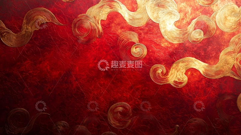 高清大图下载【趣麦麦图】金红色祥云纹理背景
