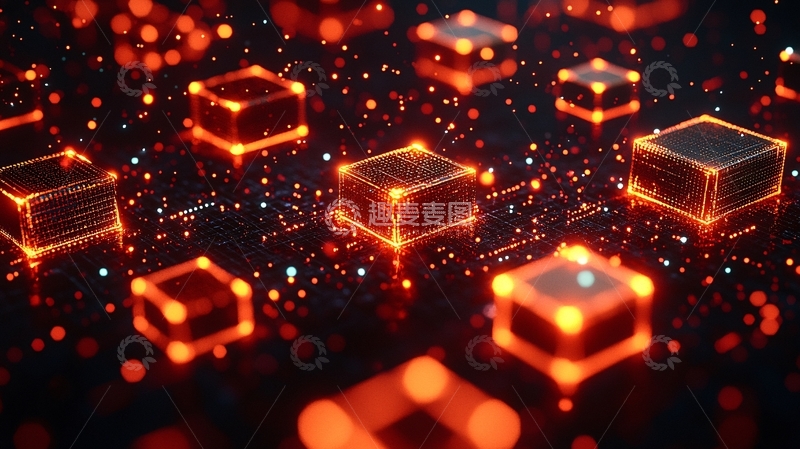 高清大图下载【趣麦麦图】抽象红色立方体