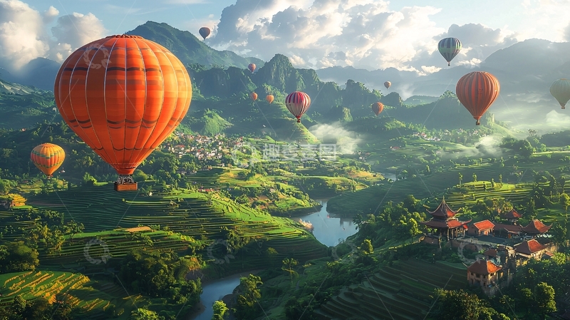 高清大图下载【趣麦麦图】热气球