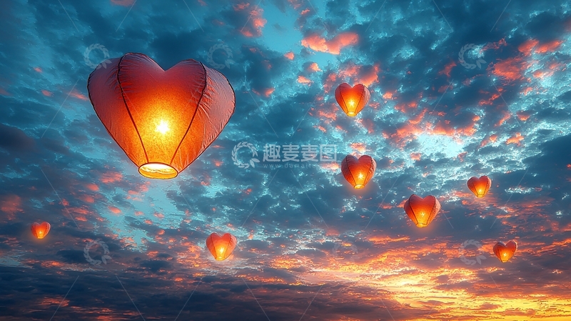 高清大图下载【趣麦麦图】心形灯笼