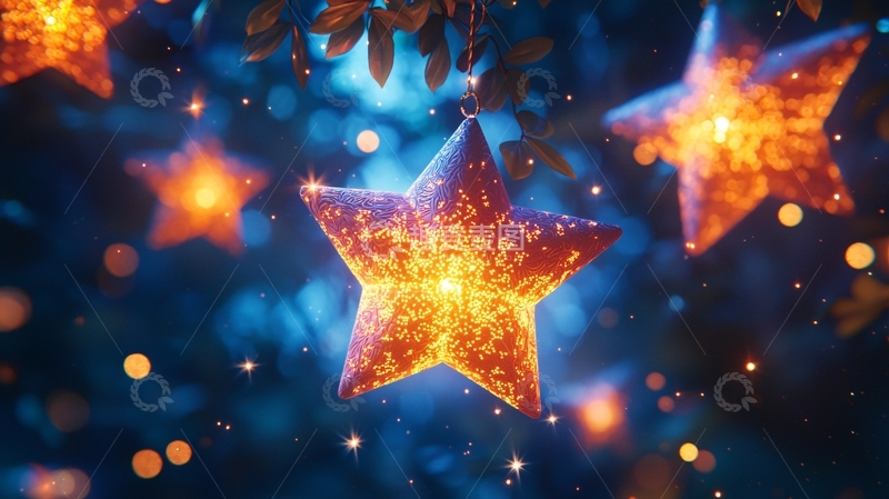 高清大图下载【趣麦麦图】蓝色背景发光星星