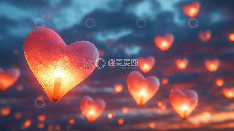 高清大图下载【趣麦麦图】心形灯笼