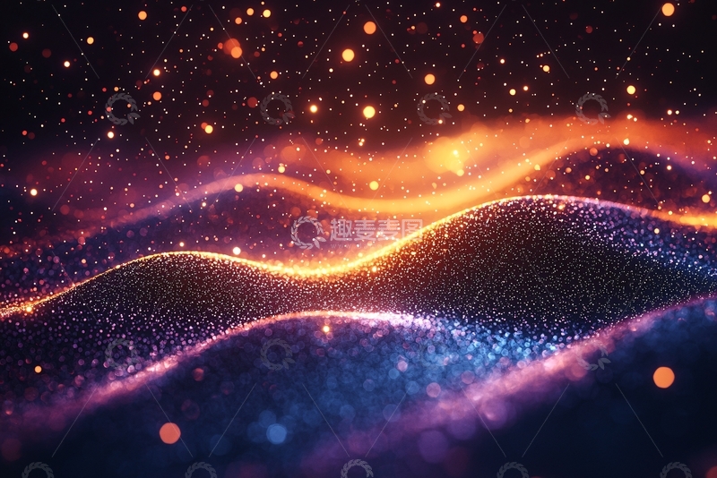 高清大图下载【趣麦麦图】炫彩粒子波浪背景