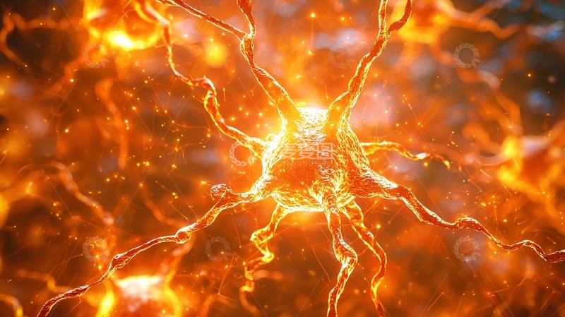 高清大图下载【趣麦麦图】燃烧的神经元细胞显微图像