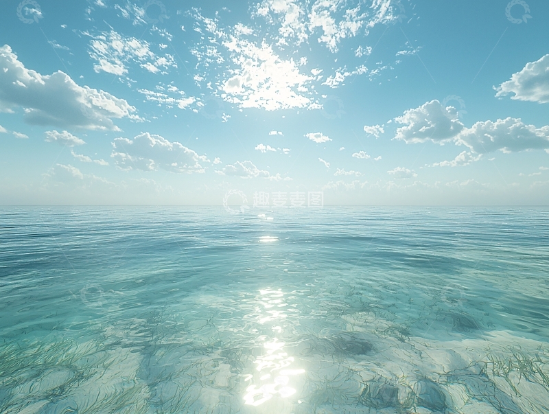 高清大图下载【趣麦麦图】阳光明媚的海面