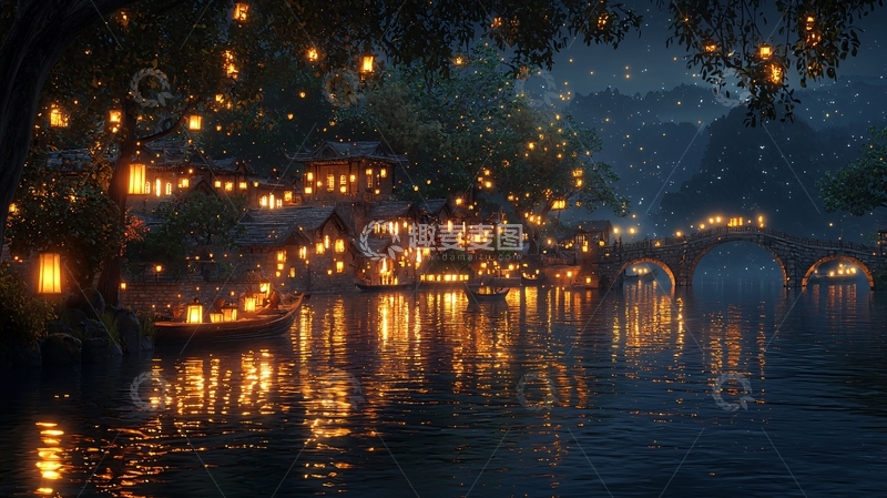 夜晚古镇