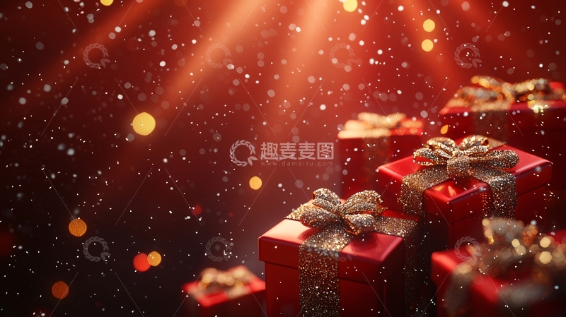 高清大图下载【趣麦麦图】红色圣诞礼物堆叠