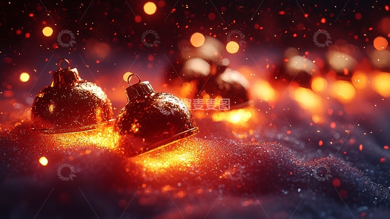 高清大图下载【趣麦麦图】金色圣诞球