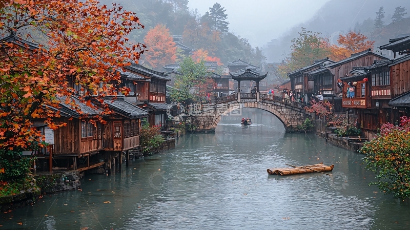 高清大图下载【趣麦麦图】秋日古镇