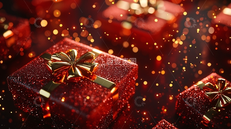 高清大图下载【趣麦麦图】红色闪光礼盒