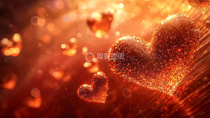 高清大图下载【趣麦麦图】火光闪耀的红色爱心