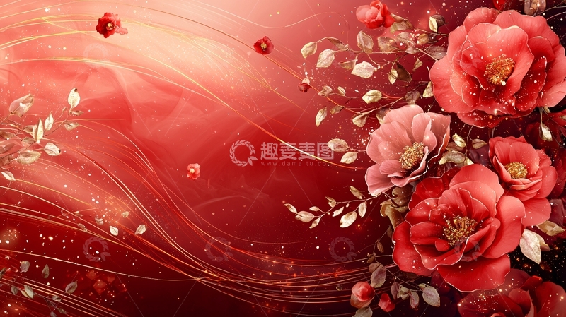 高清大图下载【趣麦麦图】红色花朵背景