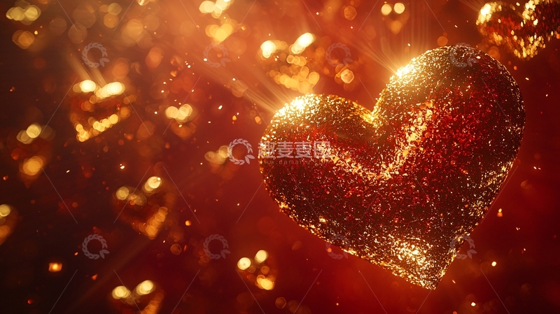 高清大图下载【趣麦麦图】金色闪耀爱心