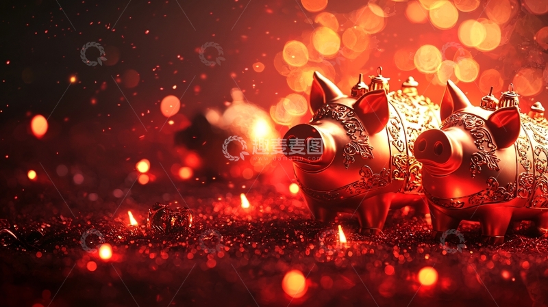 高清大图下载【趣麦麦图】红色猪年装饰