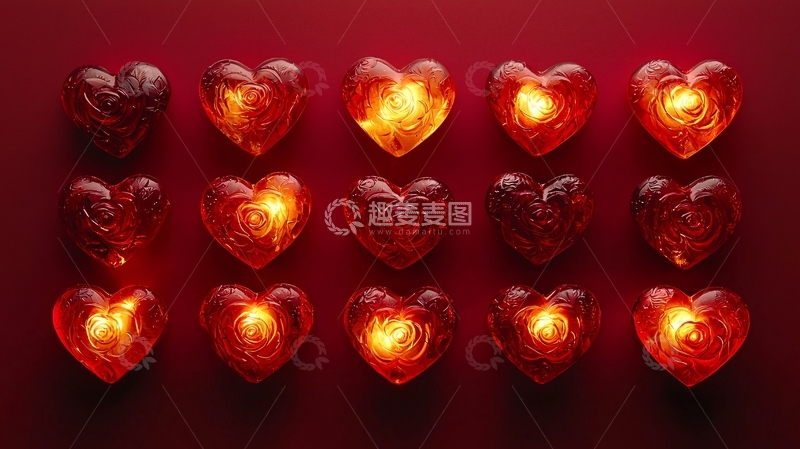 高清大图下载【趣麦麦图】红底爱心灯饰