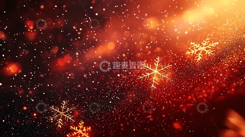 高清大图下载【趣麦麦图】红色雪花背景1