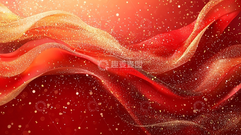 高清大图下载【趣麦麦图】红色飘逸丝绸背景