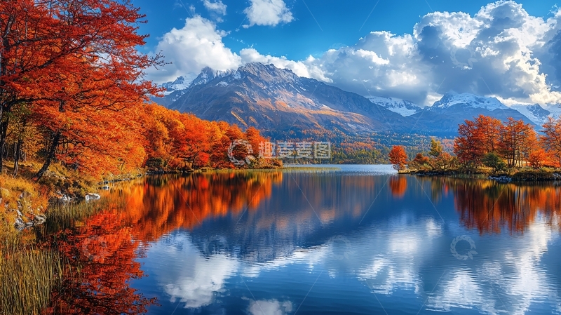 高清大图下载【趣麦麦图】秋日湖泊山景