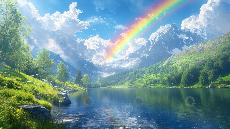 高清大图下载【趣麦麦图】彩虹山川湖泊