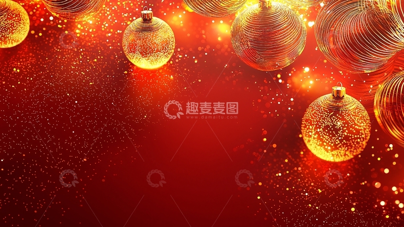 高清大图下载【趣麦麦图】金色圣诞球