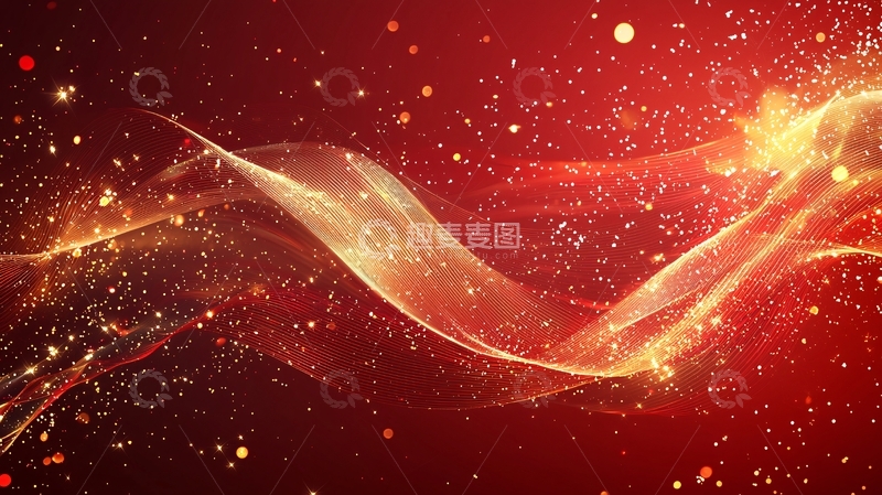 高清大图下载【趣麦麦图】红色粒子流光背景