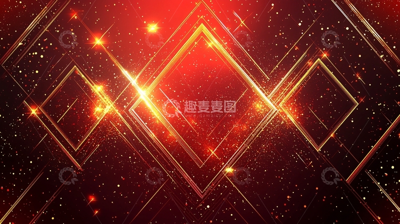高清大图下载【趣麦麦图】红色金色菱形背景