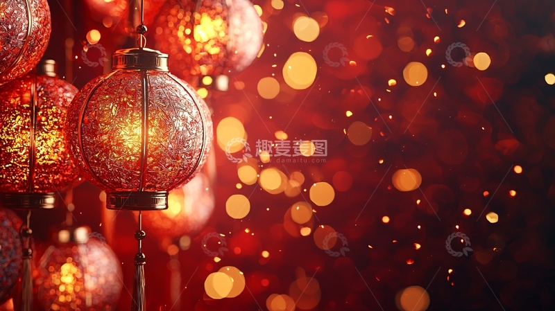 高清大图下载【趣麦麦图】红色灯光球体背景