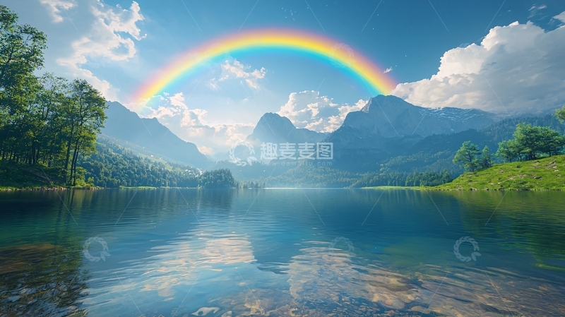 高清大图下载【趣麦麦图】彩虹山川湖泊