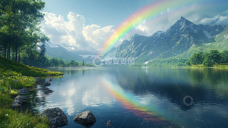 高清大图下载【趣麦麦图】彩虹山川湖泊
