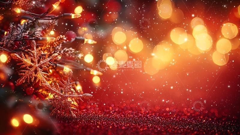 高清大图下载【趣麦麦图】圣诞节雪花灯光背景