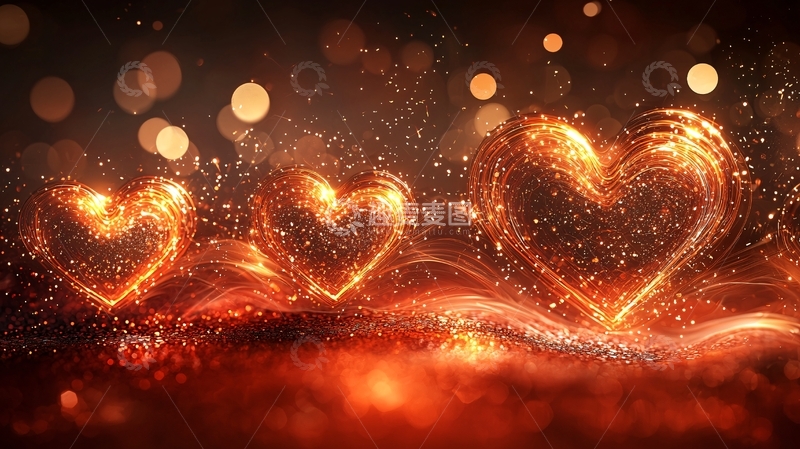 高清大图下载【趣麦麦图】火光闪耀的爱心