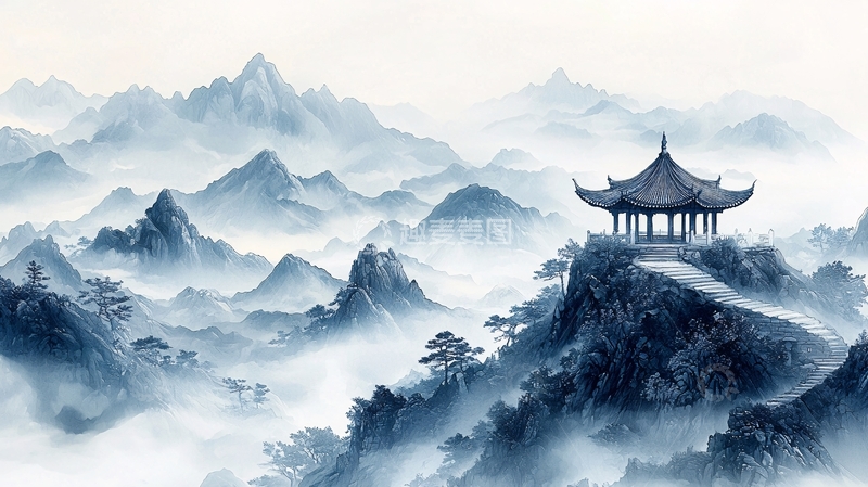 高清大图下载【趣麦麦图】水墨山水画763