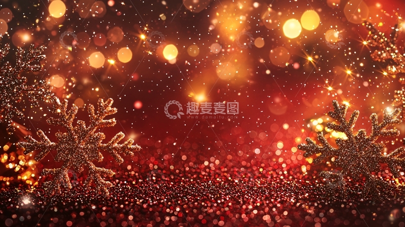 高清大图下载【趣麦麦图】红色雪花背景2