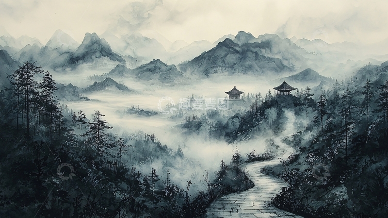 高清大图下载【趣麦麦图】水墨画山水