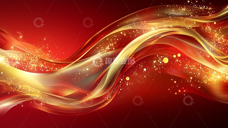 高清大图下载【趣麦麦图】红色金色波浪