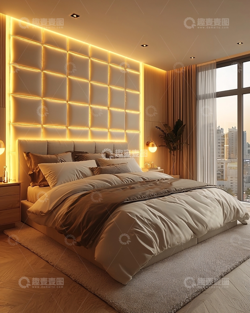 高清大图下载【趣麦麦图】温馨舒适现代卧室