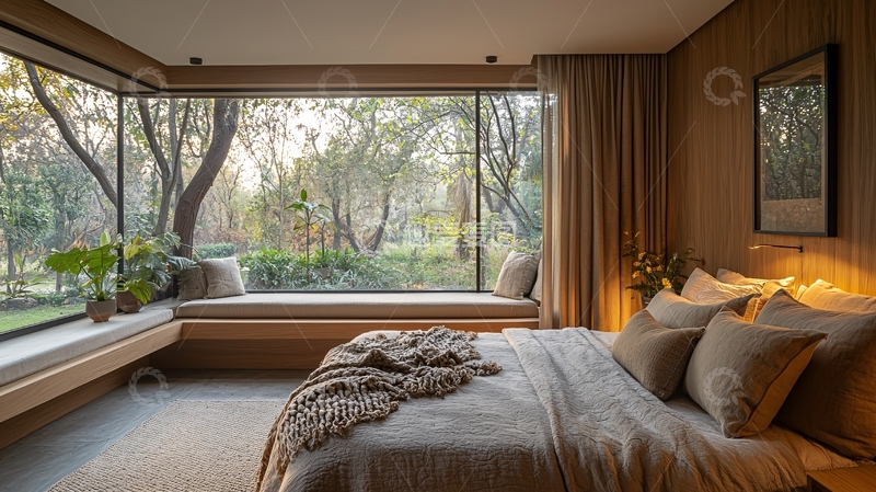 高清大图下载【趣麦麦图】现代极简卧室落地窗