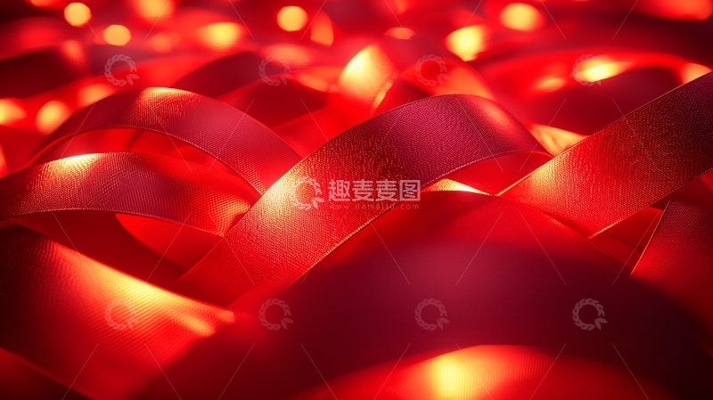 高清大图下载【趣麦麦图】红色丝带灯光背景