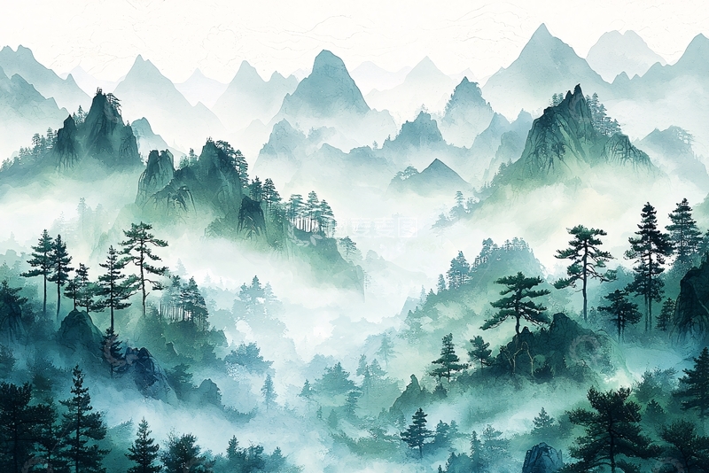 高清大图下载【趣麦麦图】水墨山水画764