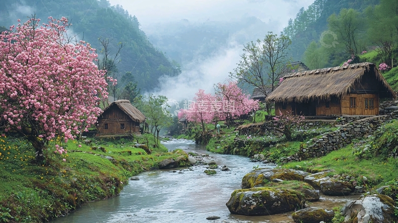 世外桃源般的村庄风景