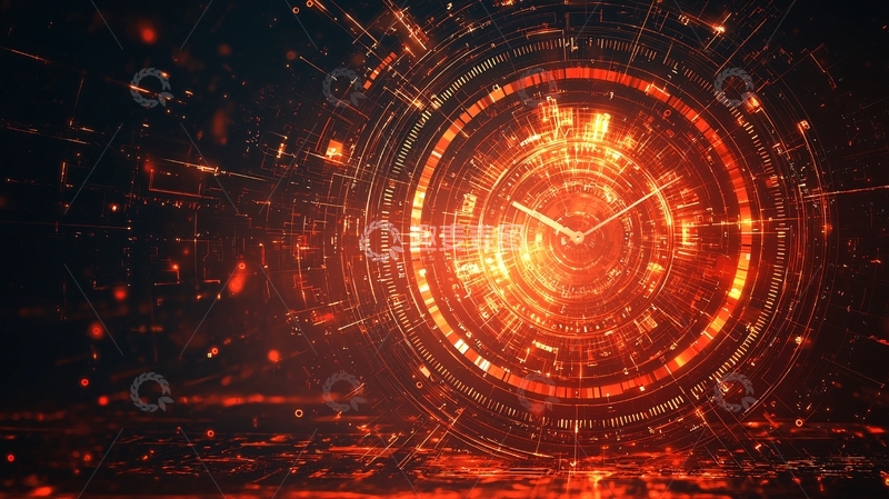 高清大图下载【趣麦麦图】燃烧的科技感时钟