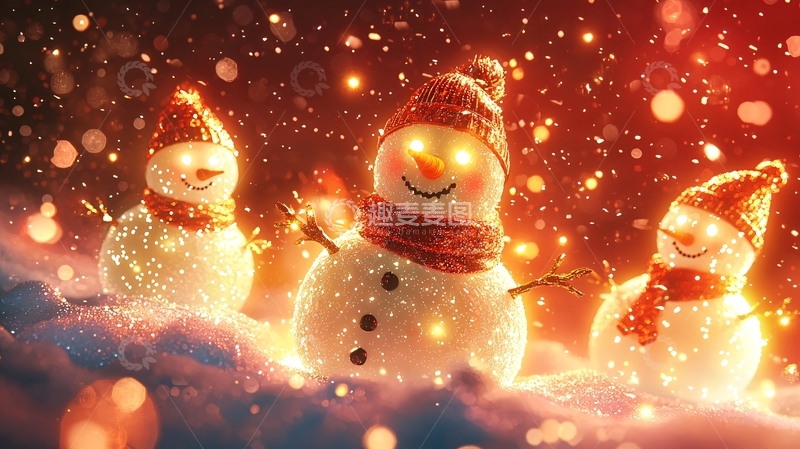 高清大图下载【趣麦麦图】闪亮雪人圣诞节