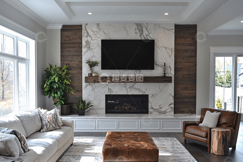 高清大图下载【趣麦麦图】现代简约客厅壁炉设计