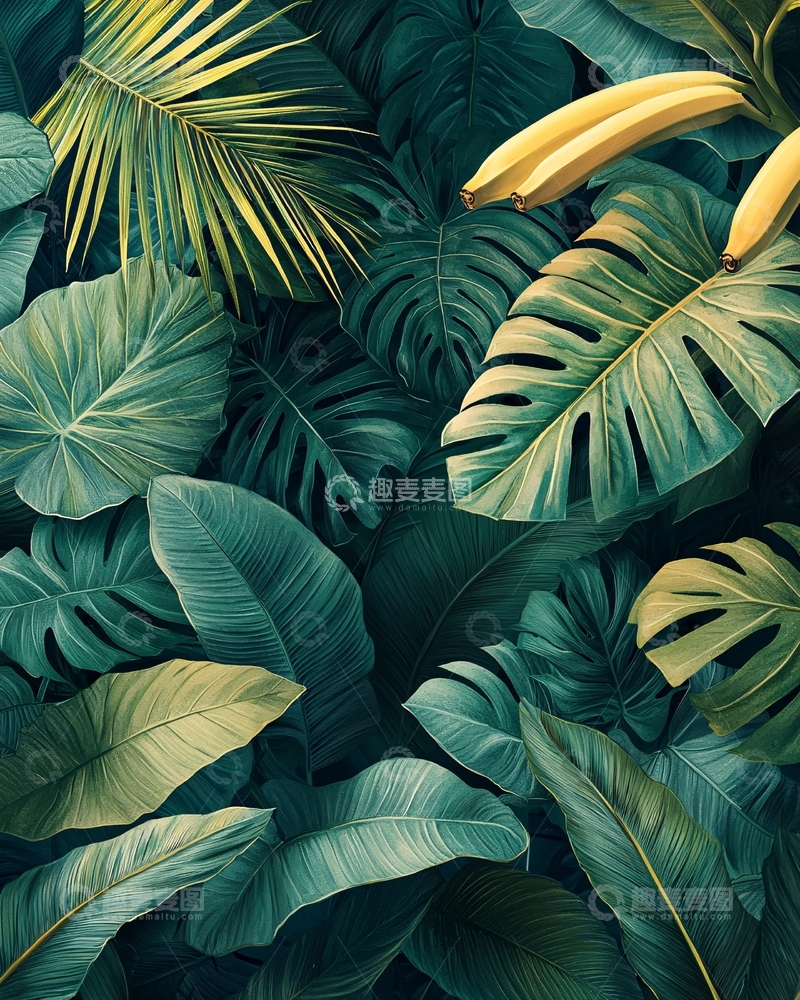 高清大图下载【趣麦麦图】热带雨林植物背景图