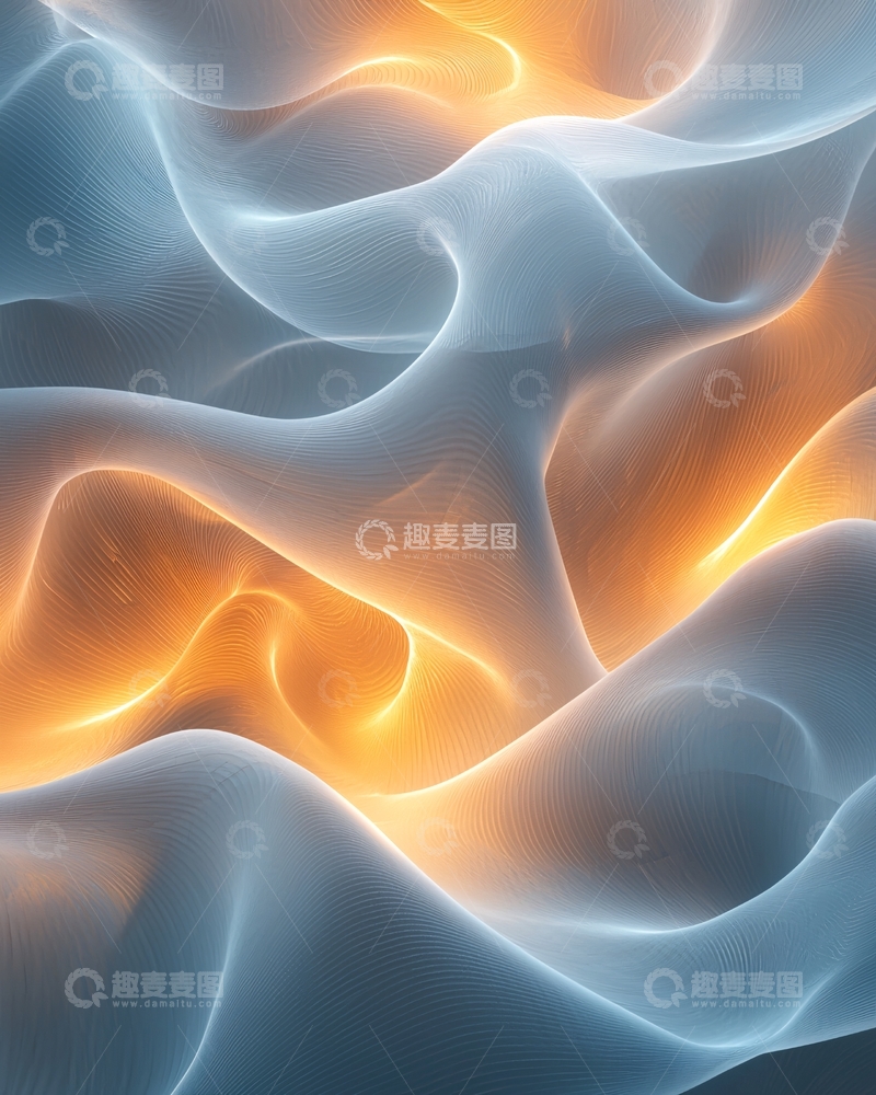 高清大图下载【趣麦麦图】蓝色和橙色光影流动