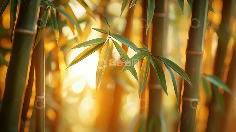 高清大图下载【趣麦麦图】阳光洒在翠竹林